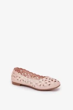 Sale Evento Ażurowe Balerinki Dziecięce Z Brokatem Różowe Zindira Różowy