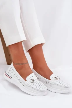 Baleriny Skórzane|Baleriny Klasyczne>Buty damskie Vinceza Ażurowe Baleriny Z Naturalnej Skóry Vinceza 95331 Białe Biały