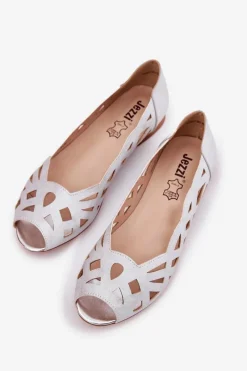 Boto Ażurowe Baleriny Z Odkrytymi Palcami Srebrne Calgis Srebrny