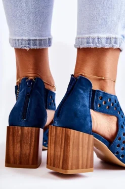 Botki Wiosenne|Botki Maciejka></noscript>Maciejka Ażurowe Botki Na Słupku 04593-17 Granatowe