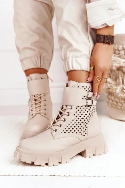 Botki Wiosenne|Czarne Botki>Boto Ażurowe Botki Workery Na Platformie Beżowe Blown Away