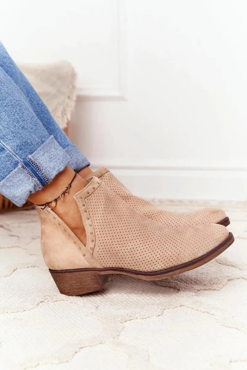Botki Wiosenne|Brązowe I Beżowe Botki>Boto Ażurowe Botki Z Wycięciami Beżowe Clever