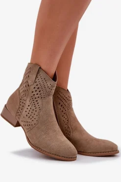 Brązowe I Beżowe Botki|Botki Płaskie><noscript><img width=