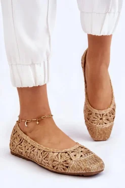 Baleriny Klasyczne></noscript>Boto Ażurowe Modne Baleriny Beżowe Thiago