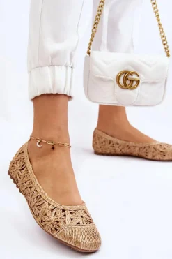 Baleriny Klasyczne></noscript>Boto Ażurowe Modne Baleriny Beżowe Thiago