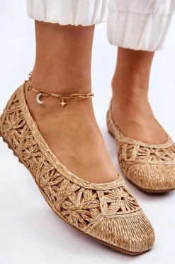 Baleriny Klasyczne></noscript>Boto Ażurowe Modne Baleriny Beżowe Thiago