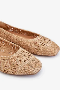 Baleriny Klasyczne></noscript>Boto Ażurowe Modne Baleriny Beżowe Thiago