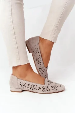 Mokasyny Damskie Zamszowe|Baleriny Klasyczne><noscript><img width=