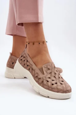 Sale Evento Ażurowe Półbuty Damskie Różowe Emilei Różowy