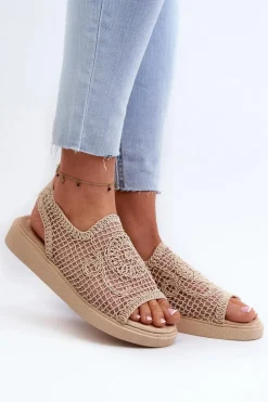 Clearance Boto Ażurowe Sandały Damskie Na Platformie Beżowe Mennita