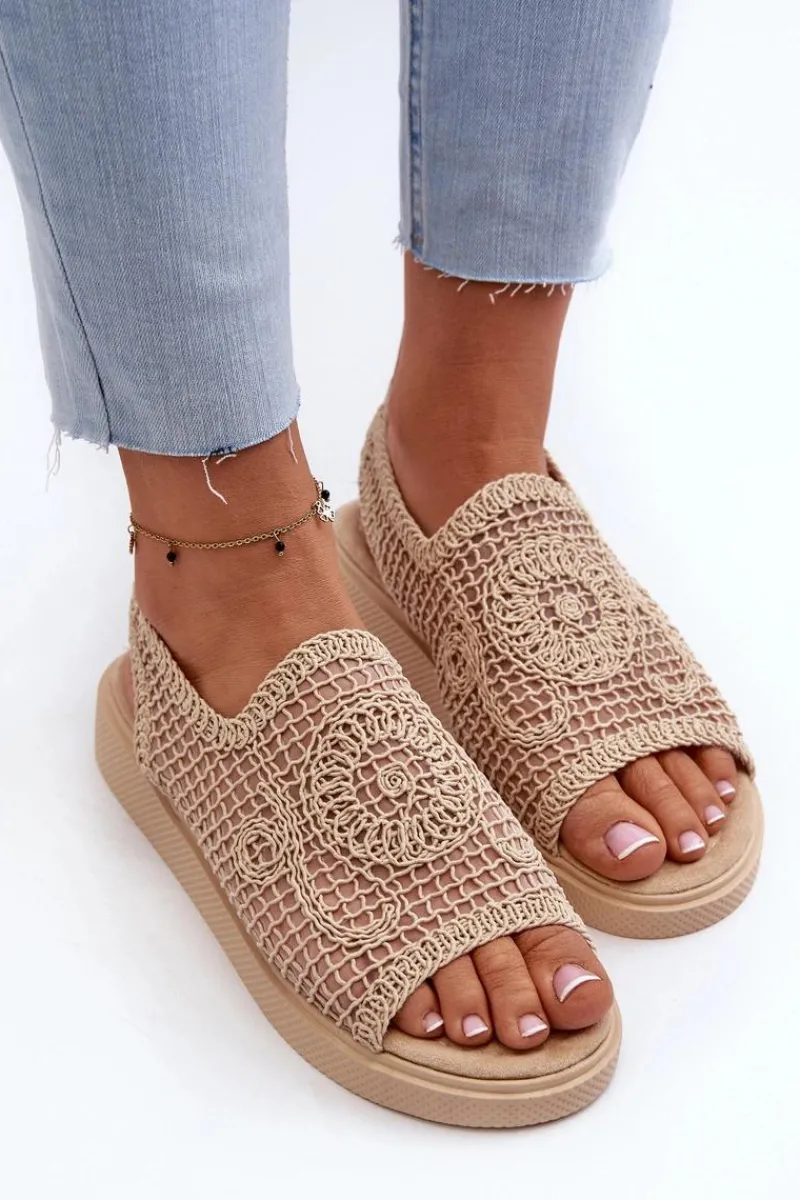 Clearance Boto Ażurowe Sandały Damskie Na Platformie Beżowe Mennita