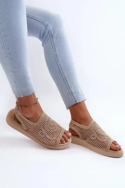 Clearance Boto Ażurowe Sandały Damskie Na Platformie Beżowe Mennita