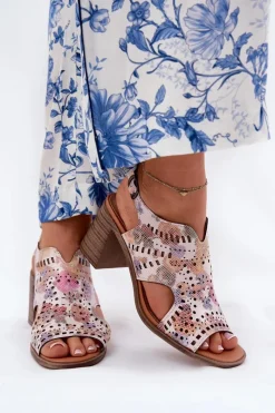 Sale Boto Ażurowe Sandały Damskie Na Słupku Multikolor Tosine Wielokolorowy