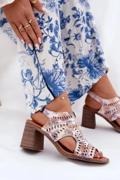 Sale Boto Ażurowe Sandały Damskie Na Słupku Multikolor Tosine Wielokolorowy