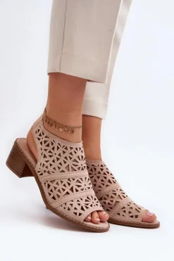 Sandały Ażurowe|Sandały Na Obcasie>Boto Ażurowe Sandały Na Obcasie Nude Serapina