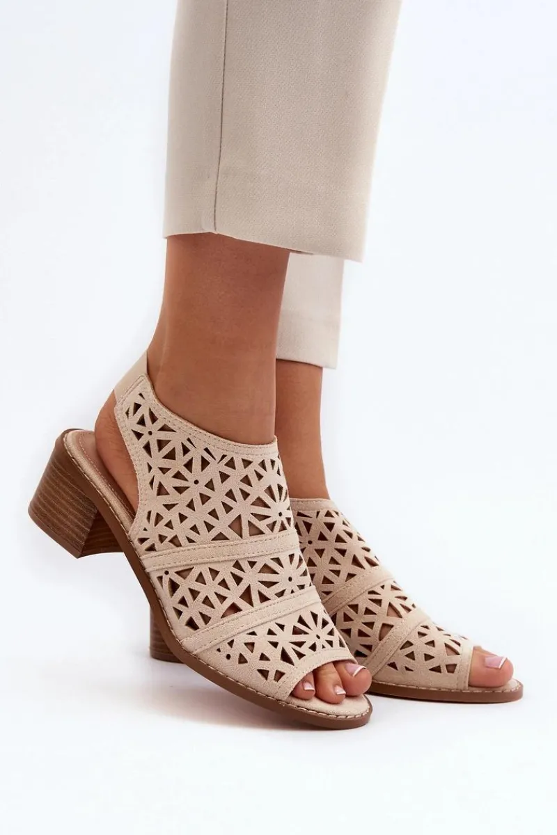 Sandały Ażurowe|Sandały Na Obcasie>Boto Ażurowe Sandały Na Obcasie Beżowe Serapina