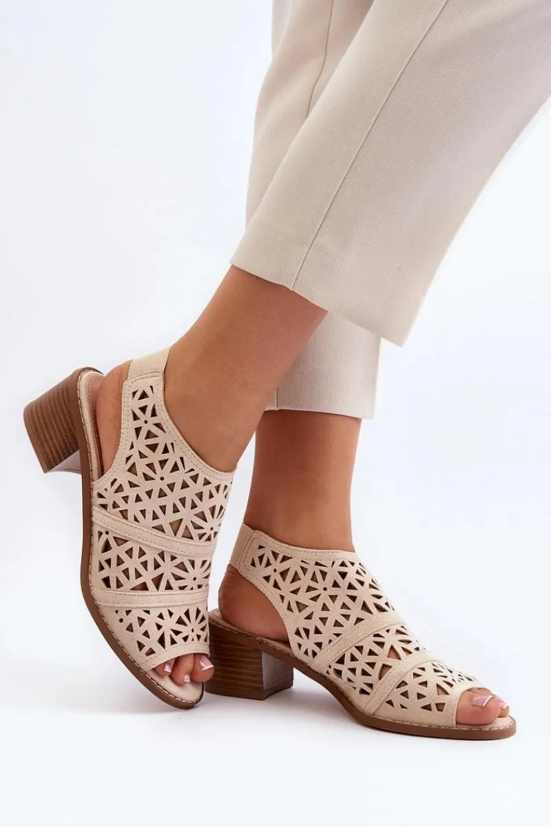 Sandały Ażurowe|Sandały Na Obcasie>Boto Ażurowe Sandały Na Obcasie Beżowe Serapina