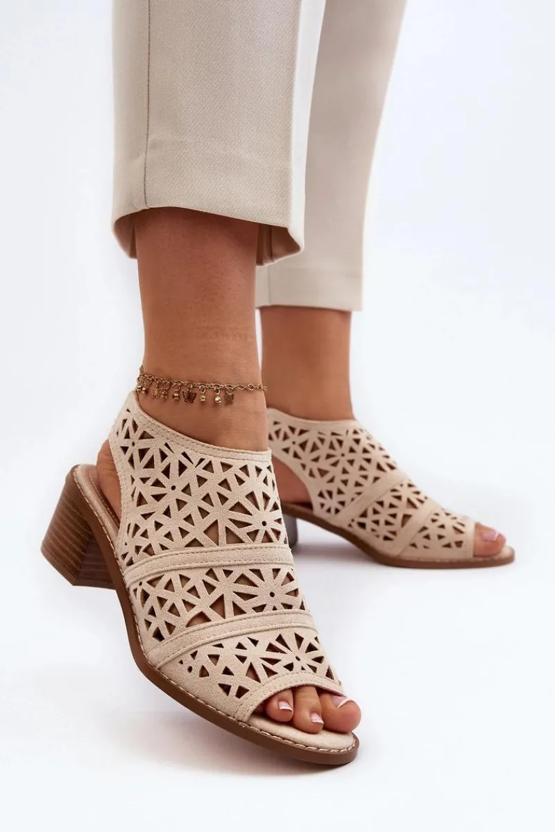 Sandały Ażurowe|Sandały Na Obcasie>Boto Ażurowe Sandały Na Obcasie Beżowe Serapina