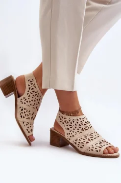 Sandały Ażurowe|Sandały Na Obcasie><noscript><img width=