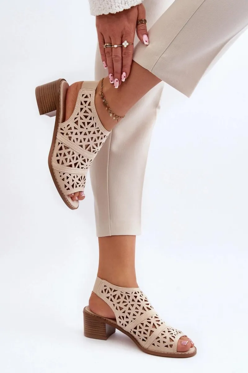 Sandały Ażurowe|Sandały Na Obcasie>Boto Ażurowe Sandały Na Obcasie Beżowe Serapina