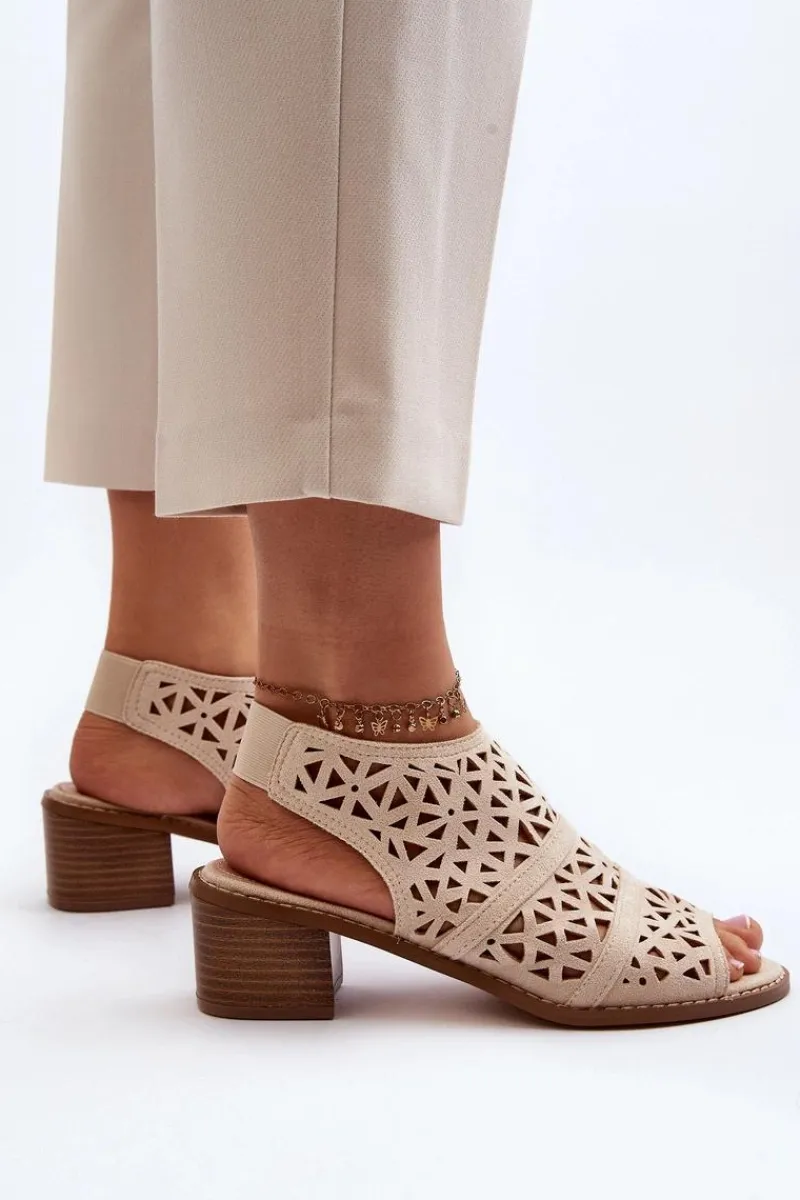 Sandały Ażurowe|Sandały Na Obcasie>Boto Ażurowe Sandały Na Obcasie Beżowe Serapina