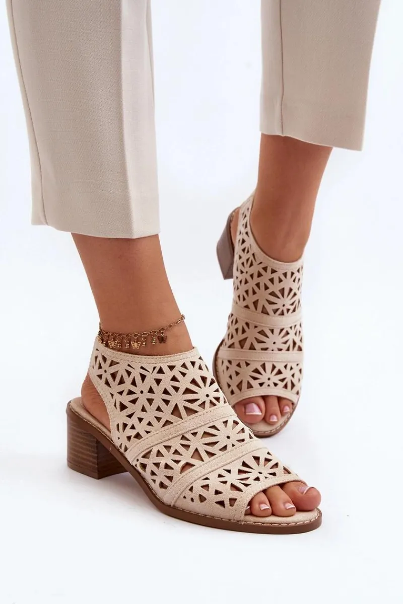 Sandały Ażurowe|Sandały Na Obcasie>Boto Ażurowe Sandały Na Obcasie Beżowe Serapina