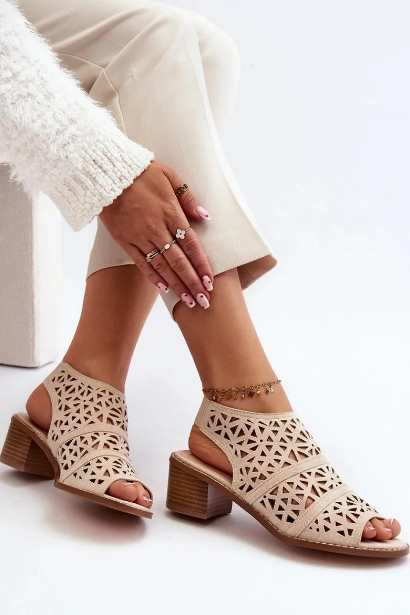 Sandały Ażurowe|Sandały Na Obcasie>Boto Ażurowe Sandały Na Obcasie Beżowe Serapina