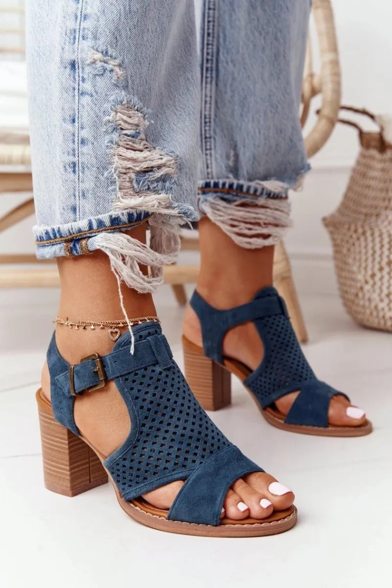 Sandały Ażurowe|Sandały Na Obcasie>Evento Ażurowe Sandały Na Słupku Niebieskie Hey Lover