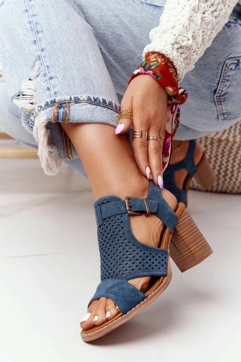 Sandały Ażurowe|Sandały Na Obcasie>Evento Ażurowe Sandały Na Słupku Niebieskie Hey Lover