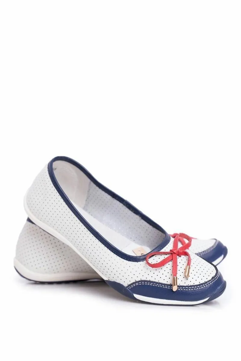 Clearance Ażurowe Skórzane Baleriny Biało-Czerwone Erdola Damskie Baleriny Skórzane|Baleriny Klasyczne
