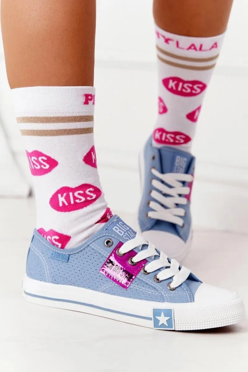 Ażurowe Trampki Damskie BIG STAR FF274037 Niebieskie Damskie Trampki Damskie Big Star|Trampki Damskie Niskie