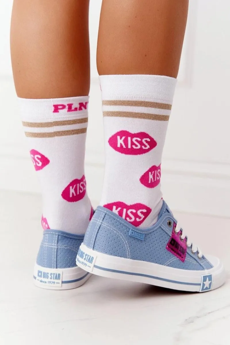 Ażurowe Trampki Damskie BIG STAR FF274037 Niebieskie Damskie Trampki Damskie Big Star|Trampki Damskie Niskie