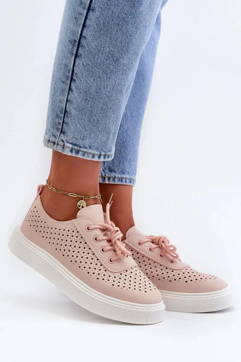 Trampki Damskie Niskie>Boto Ażurowe Trampki Sneakersy Na Platformie Różowe Tanvi Różowy