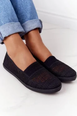 Discount Ażurowe Wsuwane Tenisówki Slip-On Czarne Chillout Damskie Trampki Damskie Slip-On