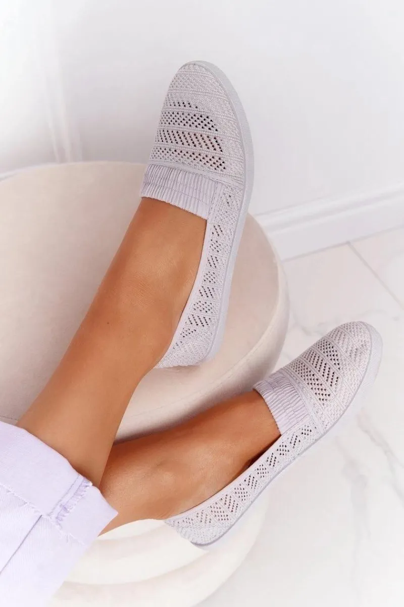 Trampki Damskie Slip-On>Boto Ażurowe Wsuwane Tenisówki Slip-On Szare Chillout