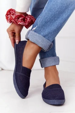 Sale Boto Ażurowe Wsuwane Tenisówki Slip-On Granatowe Chillout