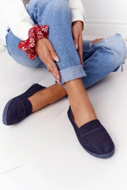 Sale Boto Ażurowe Wsuwane Tenisówki Slip-On Granatowe Chillout