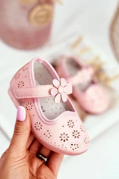 Hot Balerinki Dziecięce na Rzepy Kwiatuszek Różowe Flored Dzieci Balerinki Dziecięce