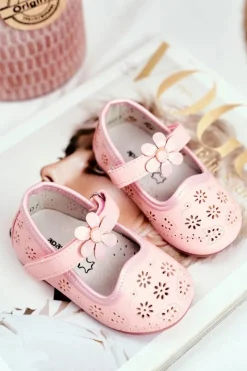 Hot Balerinki Dziecięce na Rzepy Kwiatuszek Różowe Flored Dzieci Balerinki Dziecięce