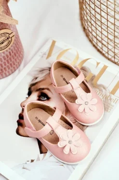 Discount Balerinki Dziecięce na Rzepy Kwiatuszek Różowe Antrela Dzieci Balerinki Dziecięce