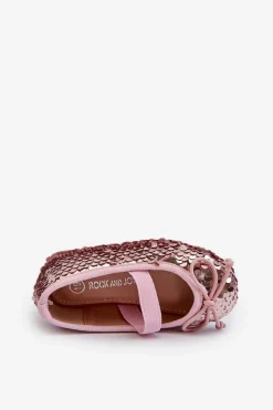 Online Balerinki Dziecięce Ozdobione Cekinami Różowe Weries Dzieci Balerinki Dziecięce