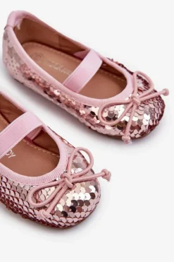 Online Balerinki Dziecięce Ozdobione Cekinami Różowe Weries Dzieci Balerinki Dziecięce