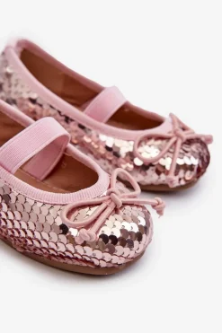 Online Balerinki Dziecięce Ozdobione Cekinami Różowe Weries Dzieci Balerinki Dziecięce