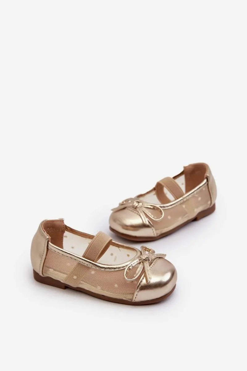 Online Boto Balerinki Dziecięce Z Kokardką Złote Jellema Złoty
