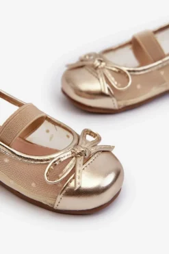 Online Boto Balerinki Dziecięce Z Kokardką Złote Jellema Złoty