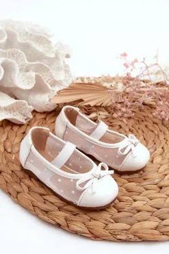 Balerinki Dziecięce>Boto Balerinki Dziecięce Z Kokardką Białe Jellema Biały