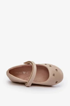 Online Balerinki Dziecięce Z Sercami Zapinane Na Rzep Beżowe Danaella Dzieci Balerinki Dziecięce