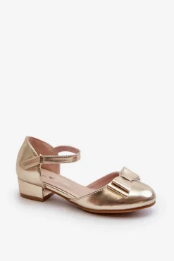 Balerinki Dziecięce>Evento Balerinki Dziewczęce Z Kokardą Złote Andarifa
