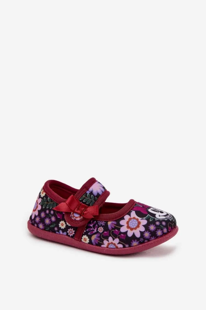 New Boto Balerinki Kapcie Dla Dziewczynek MINNIE MOUSE Bordowe Nomi