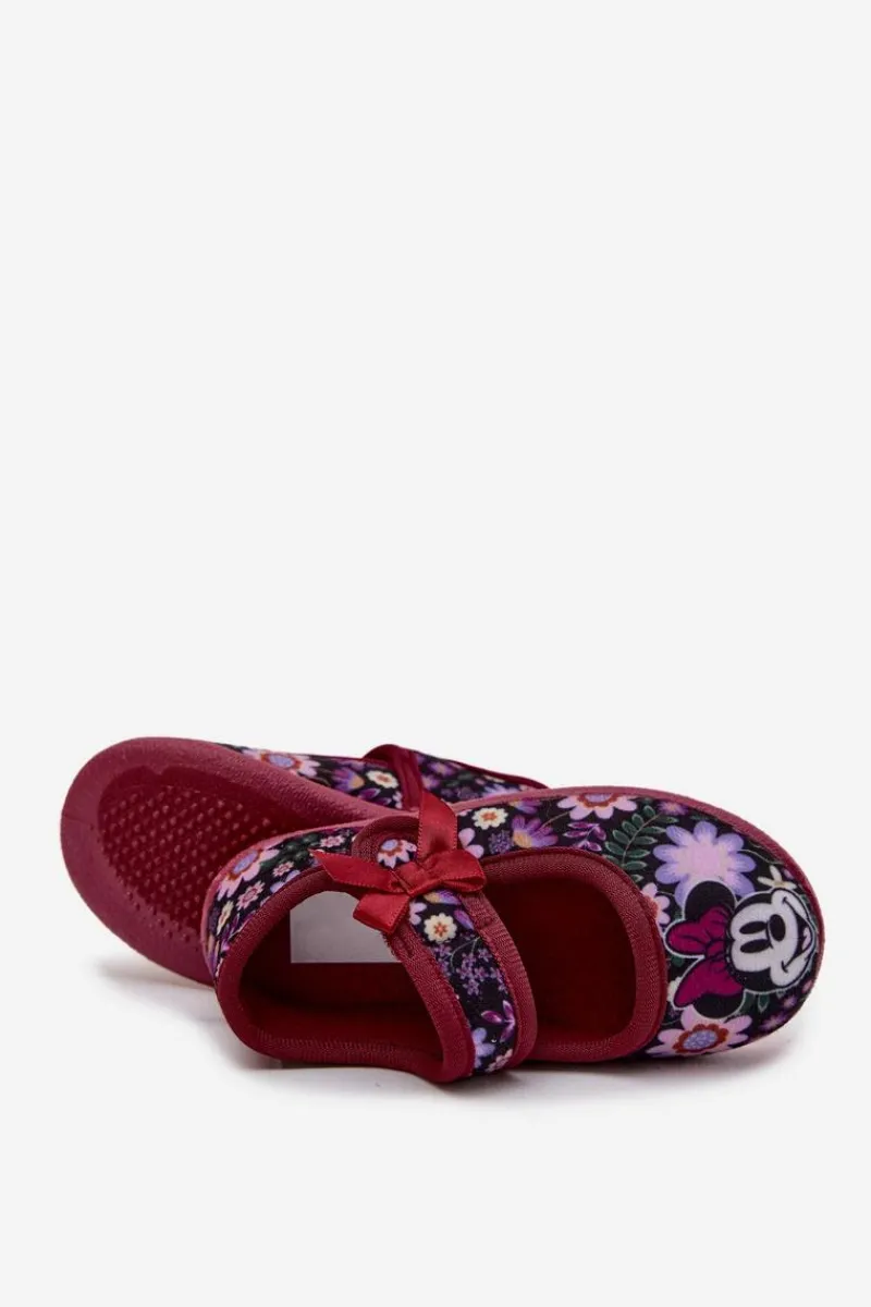 New Boto Balerinki Kapcie Dla Dziewczynek MINNIE MOUSE Bordowe Nomi